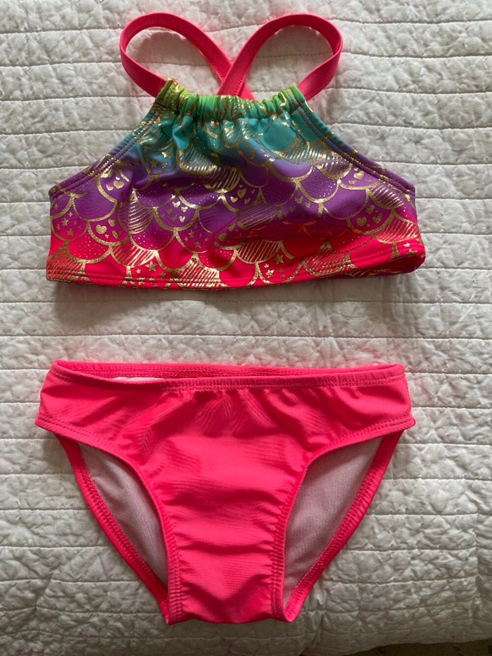 Cat & Jack Girls Mermaid Scale Two-Piece Swimsuit 4T